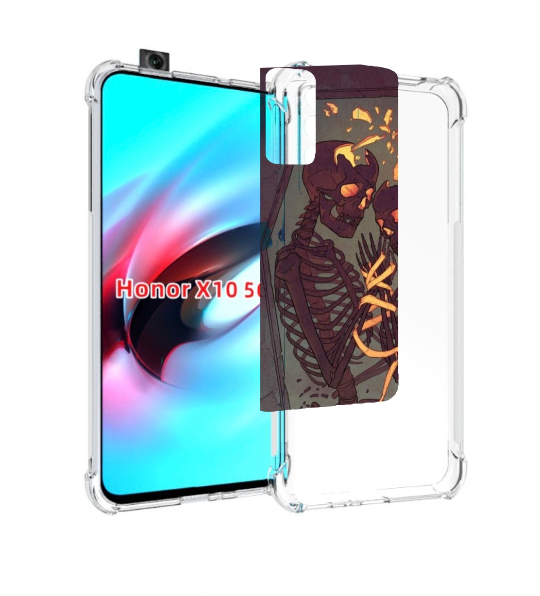 

Чехол MyPads скелеты в гробу для Honor X10, Прозрачный, Tocco
