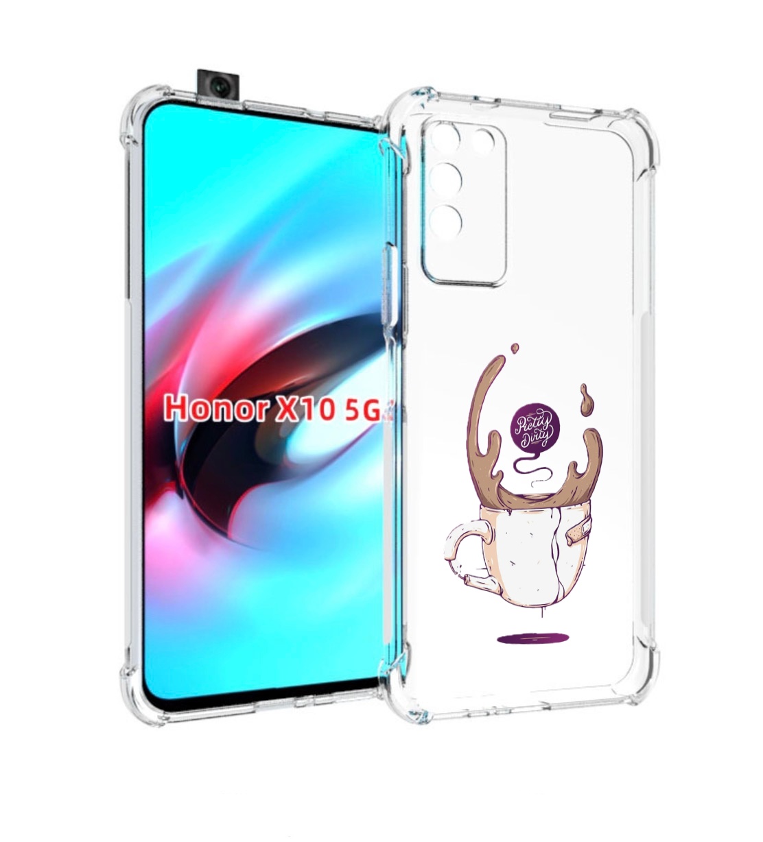 

Чехол MyPads сломанный стаканчик для Honor X10, Прозрачный, Tocco