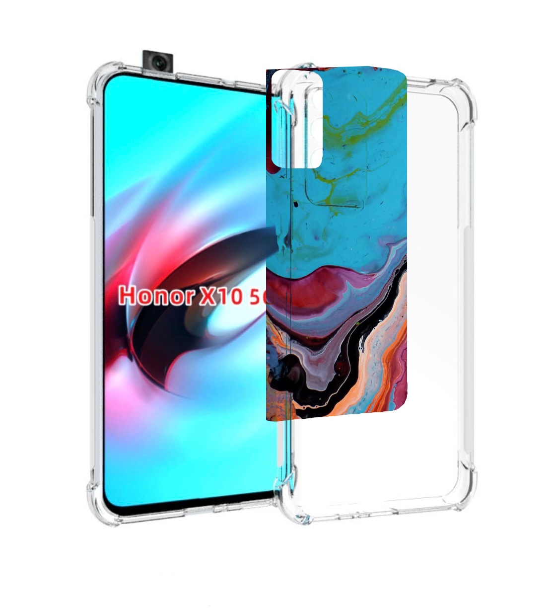 

Чехол MyPads смешанные краски для Honor X10, Прозрачный, Tocco