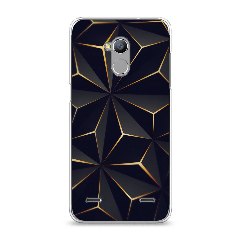 

Чехол на ZTE Blade V7 Lite "Черные полигоны", Золотистый;черный, 130450-3
