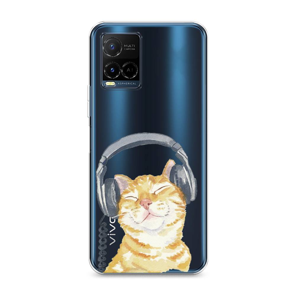 

Силиконовый чехол "Кот меломан" на Vivo Y21e, Кот меломан
