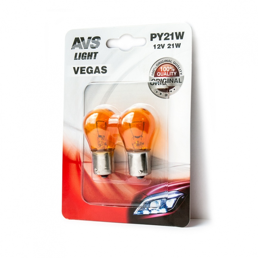 

Лампа AVS Vegas в блистере 12V. PY21W(BAU15S)"orange" смещ.штифт 2шт.