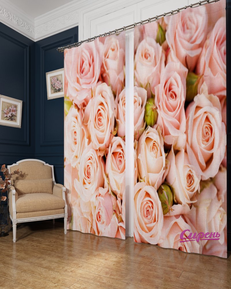 фото Штора классическая стильный дом std281514 145x260 см розовая/зеленая