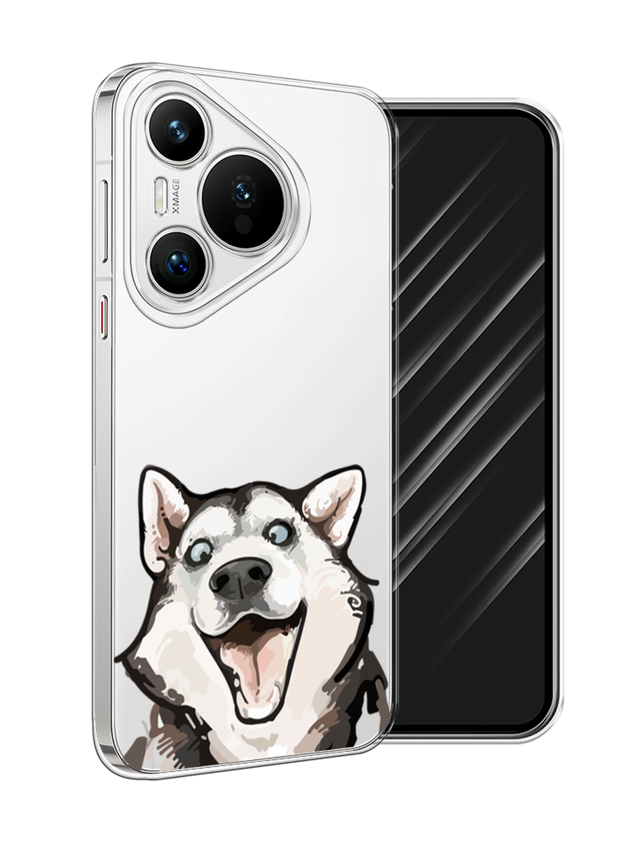 

Чехол Awog на Huawei Pura 70 "Радостный хаски", Белый;голубой;черный, 6124050-1