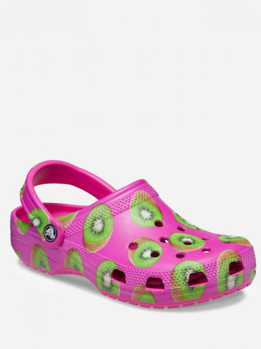 Сабо унисекс Crocs CR208343 розовые, зелёные-KIWI, US 7