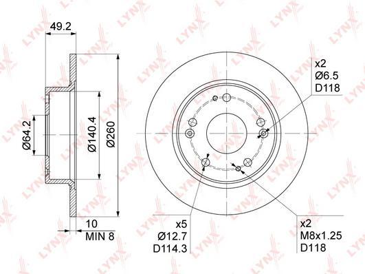 

Диск торм.задн.HONDA Accord VII 2.0-2.4 03-08