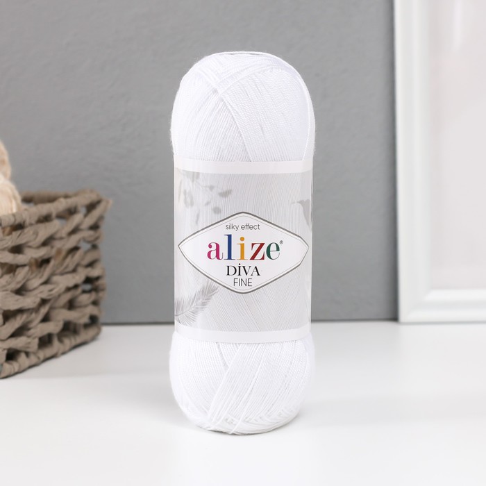 

Пряжа для вязания Alize Diva Fine, 100% микрофибра 600м/100гр, 55 белый