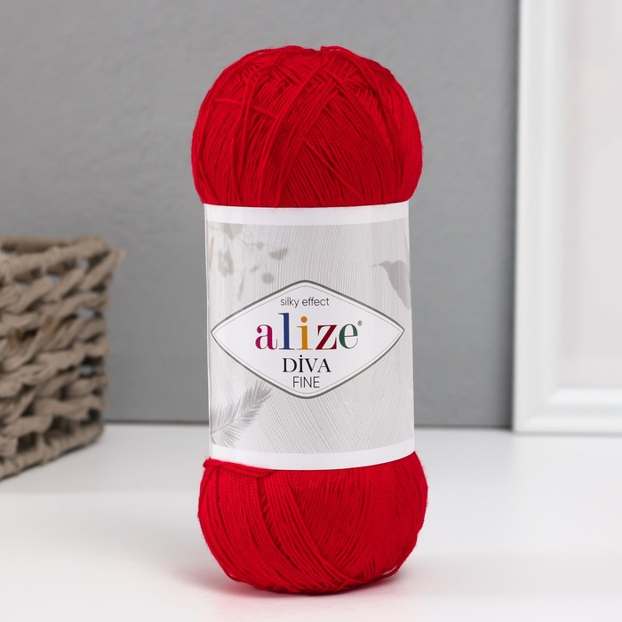 

Пряжа для вязания Alize Diva Fine, 100% микрофибра 600м/100гр, 106 красный