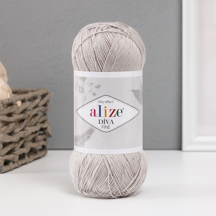 

Пряжа для вязания Alize Diva Fine, 100% микрофибра 600м/100гр, 168 светло-серый