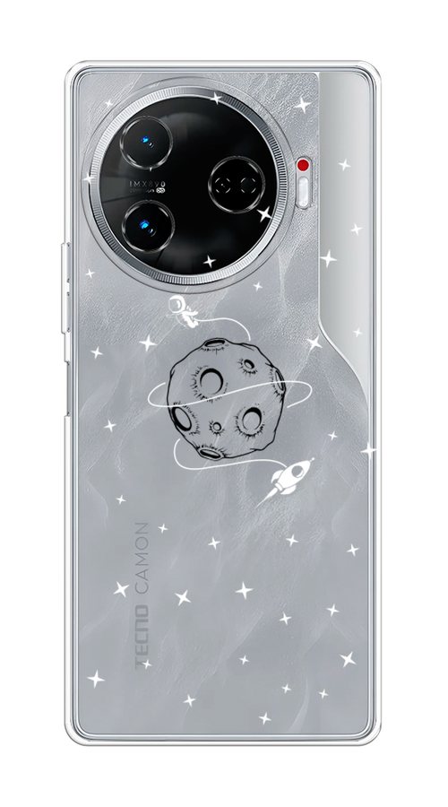 

Чехол на Tecno Camon 30 Pro 5G "Полет вокруг луны", Белый;серый;черный, 305150-1