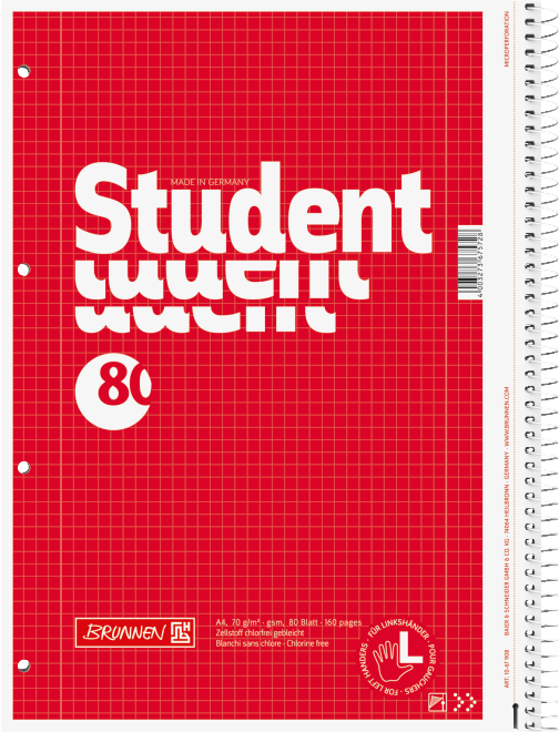 

Тетрадь Brunnen Student для левшей А4