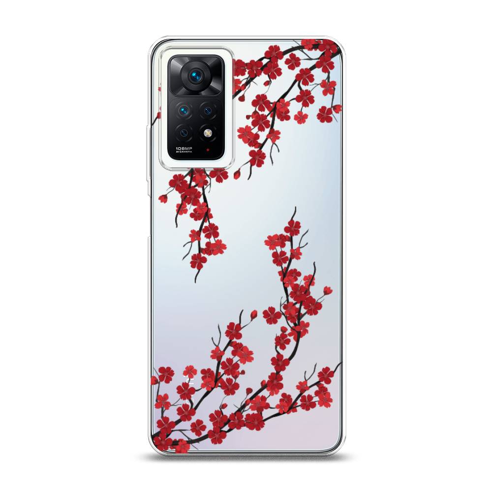 

Чехол на Xiaomi Redmi Note 11 Pro Plus 5G "Красная сакура", Красный;черный, 312150-2