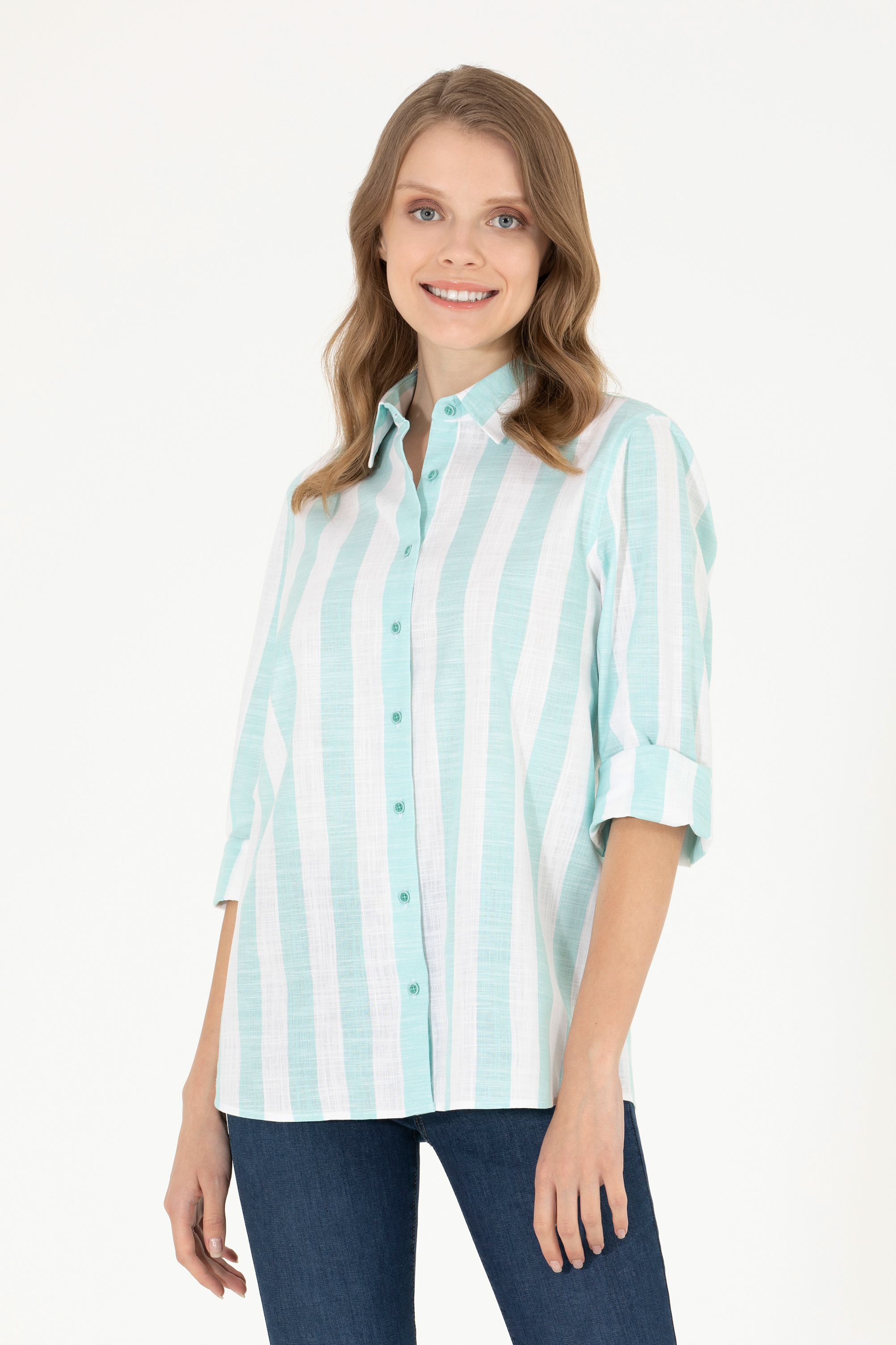 

Рубашка женская U.S. POLO Assn. G082GL0040ATARO белая 38, Бирюзовый, G082GL0040ATARO
