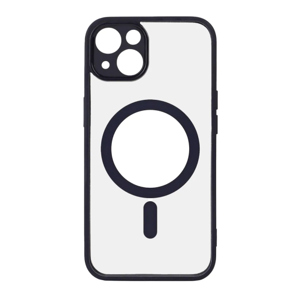 

Накладка силикон MagSafe для iPhone 14 прозрачный с фиолетовой окантовкой
