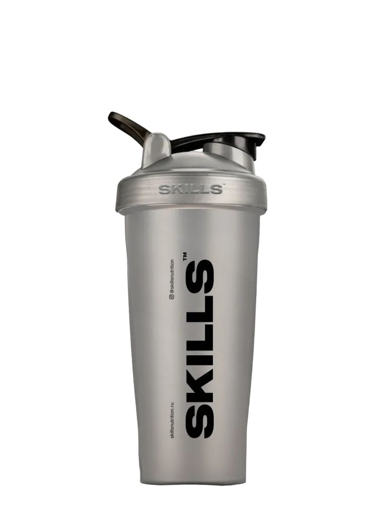 Skills Nutrition шейкер спортивный  Серый 600 мл Shaker для воды и спортивного питания с п