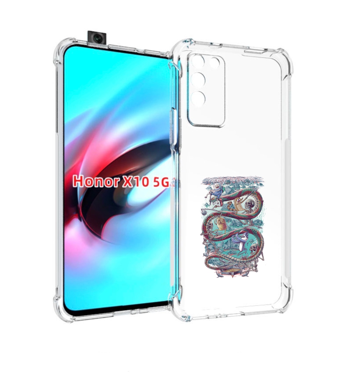 

Чехол MyPads время приключений страшилка для Honor X10, Прозрачный, Tocco