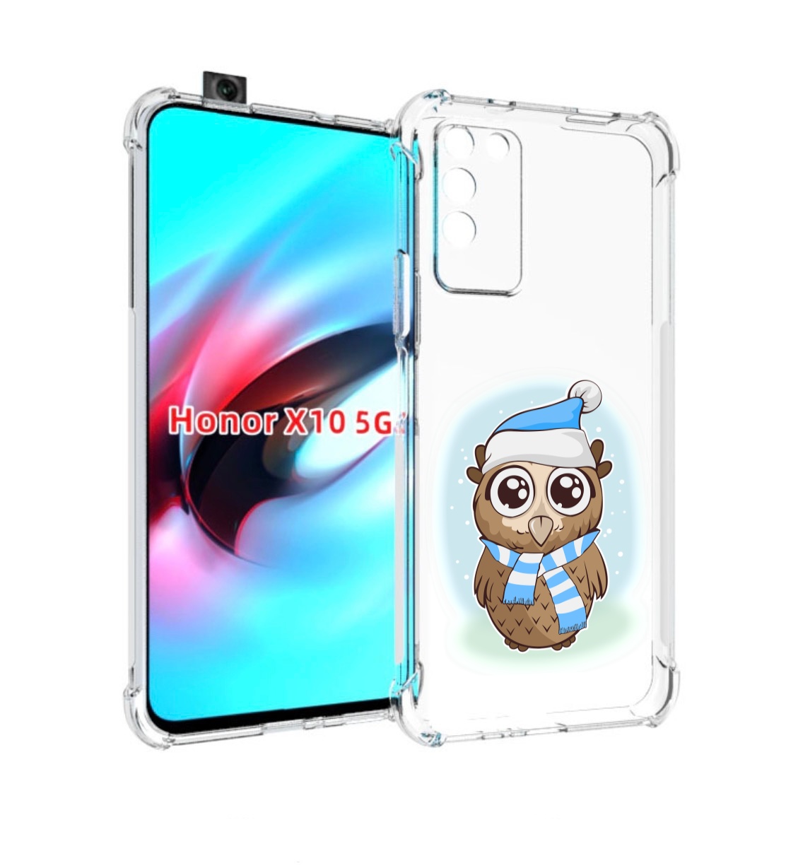 

Чехол MyPads сова-в-шарфике-и-шапке для Honor X10, Прозрачный, Tocco