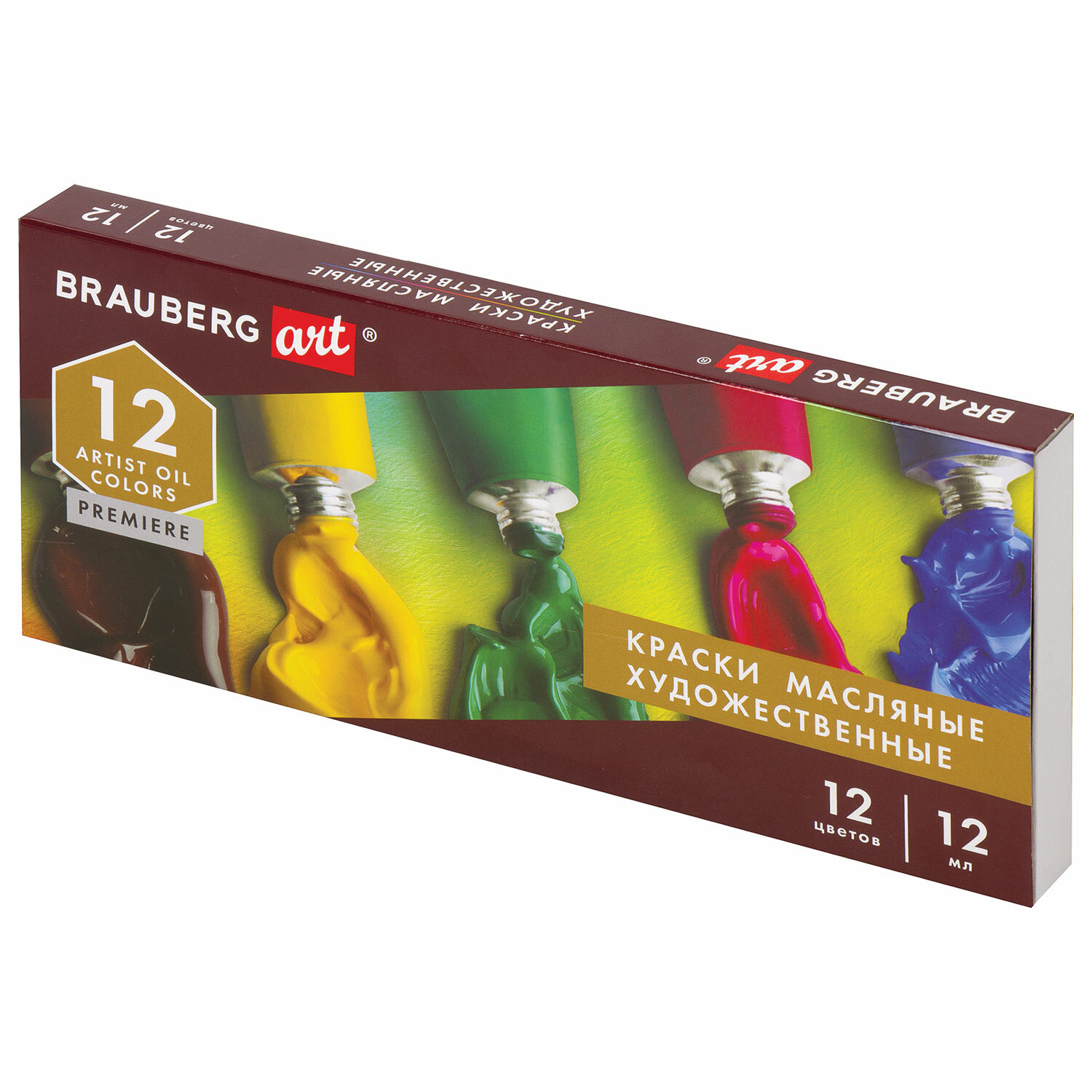 

BRAUBERG ART PREMIERE Краски масляные художественные, НАБОР 12 цветов, в тубах 12 мл