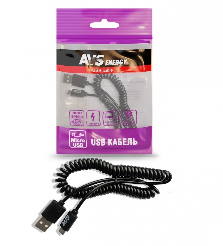 Кабель AVS MR-32 USB - Micro USB витой, 2 м, черный