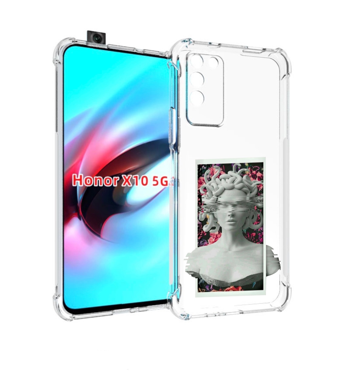 

Чехол MyPads статуя-медузы для Honor X10, Прозрачный, Tocco