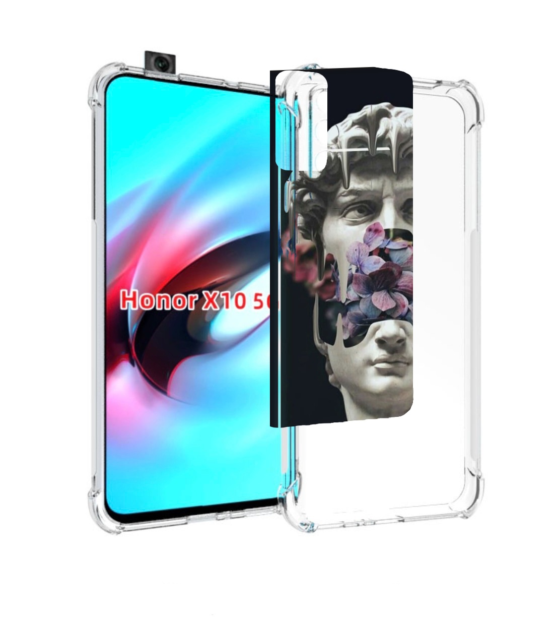 

Чехол MyPads статуя-с-цветами-внутри для Honor X10, Прозрачный, Tocco
