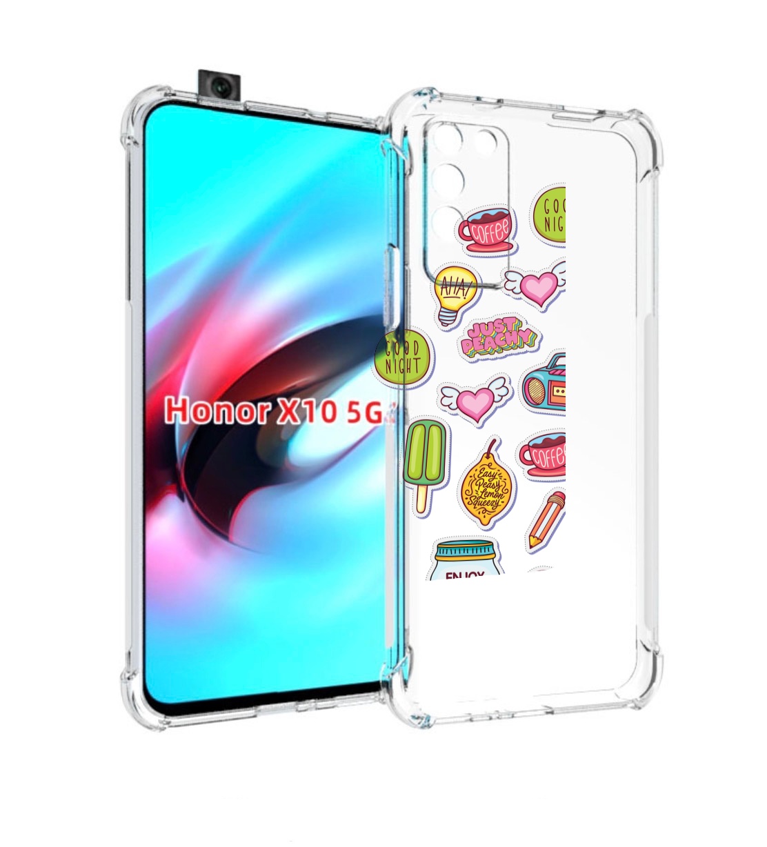 

Чехол MyPads стикер-пак для Honor X10, Прозрачный, Tocco