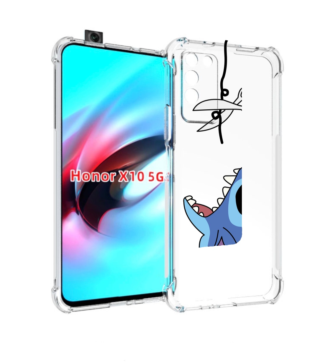 

Чехол MyPads стич-с-ножницами для Honor X10, Прозрачный, Tocco