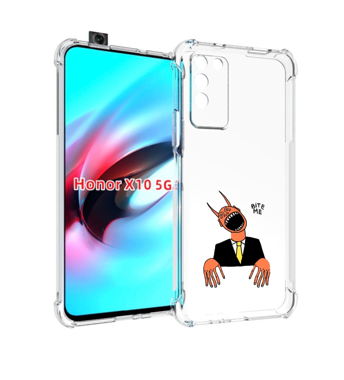 

Чехол MyPads странный чертик с длинными пальцами для Honor X10, Прозрачный, Tocco