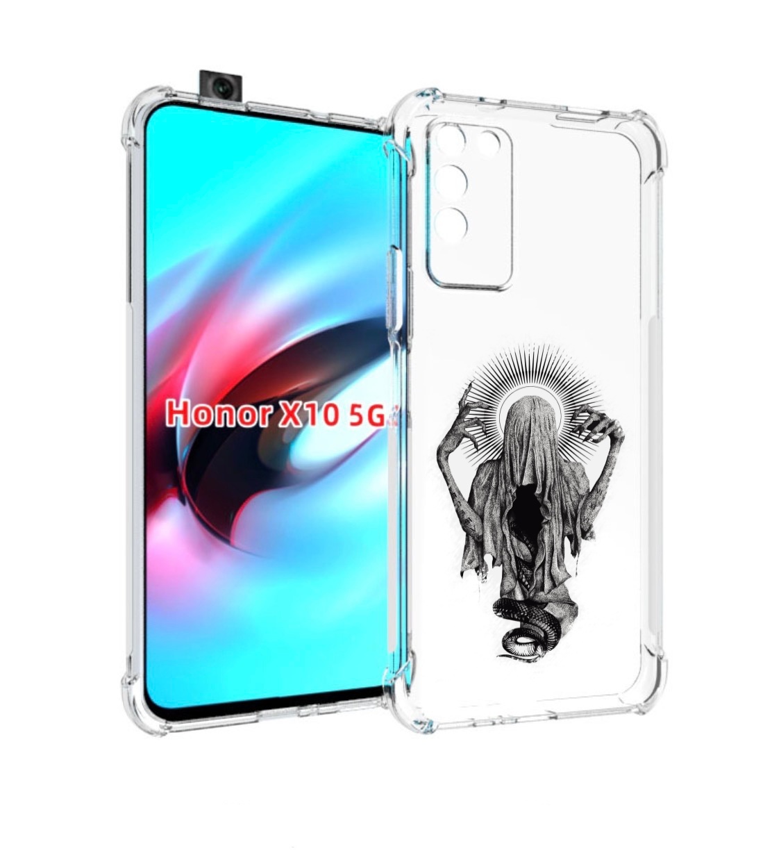 

Чехол MyPads страшная змея в мантии для Honor X10, Прозрачный, Tocco