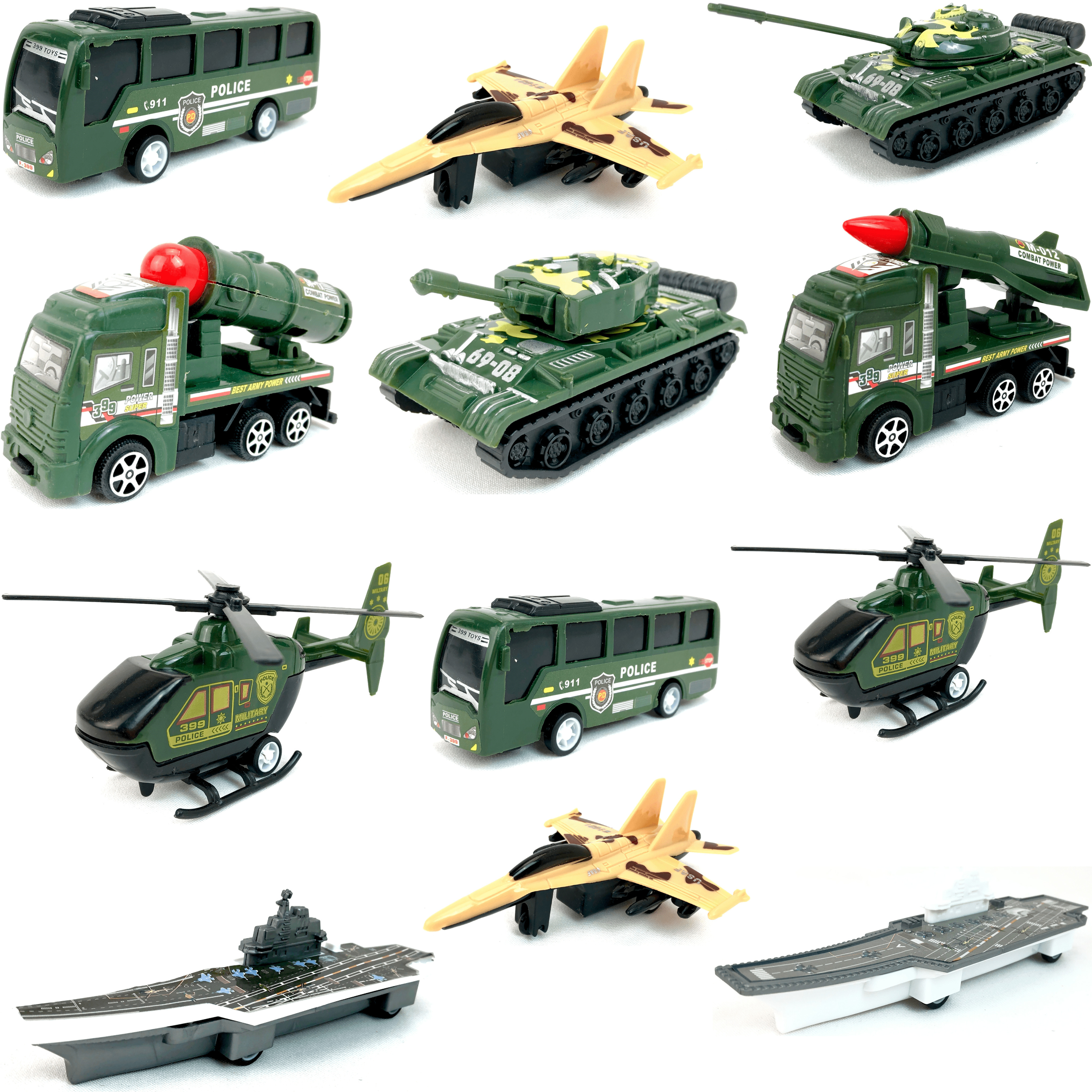 

Набор военной техники Zhorya Military Vanguard, 12 предметов, инерционная, Зеленый