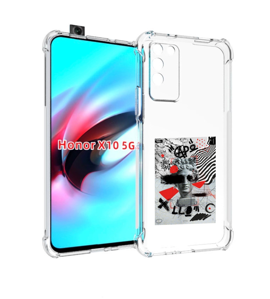 

Чехол MyPads стрит арт статуя для Honor X10, Прозрачный, Tocco