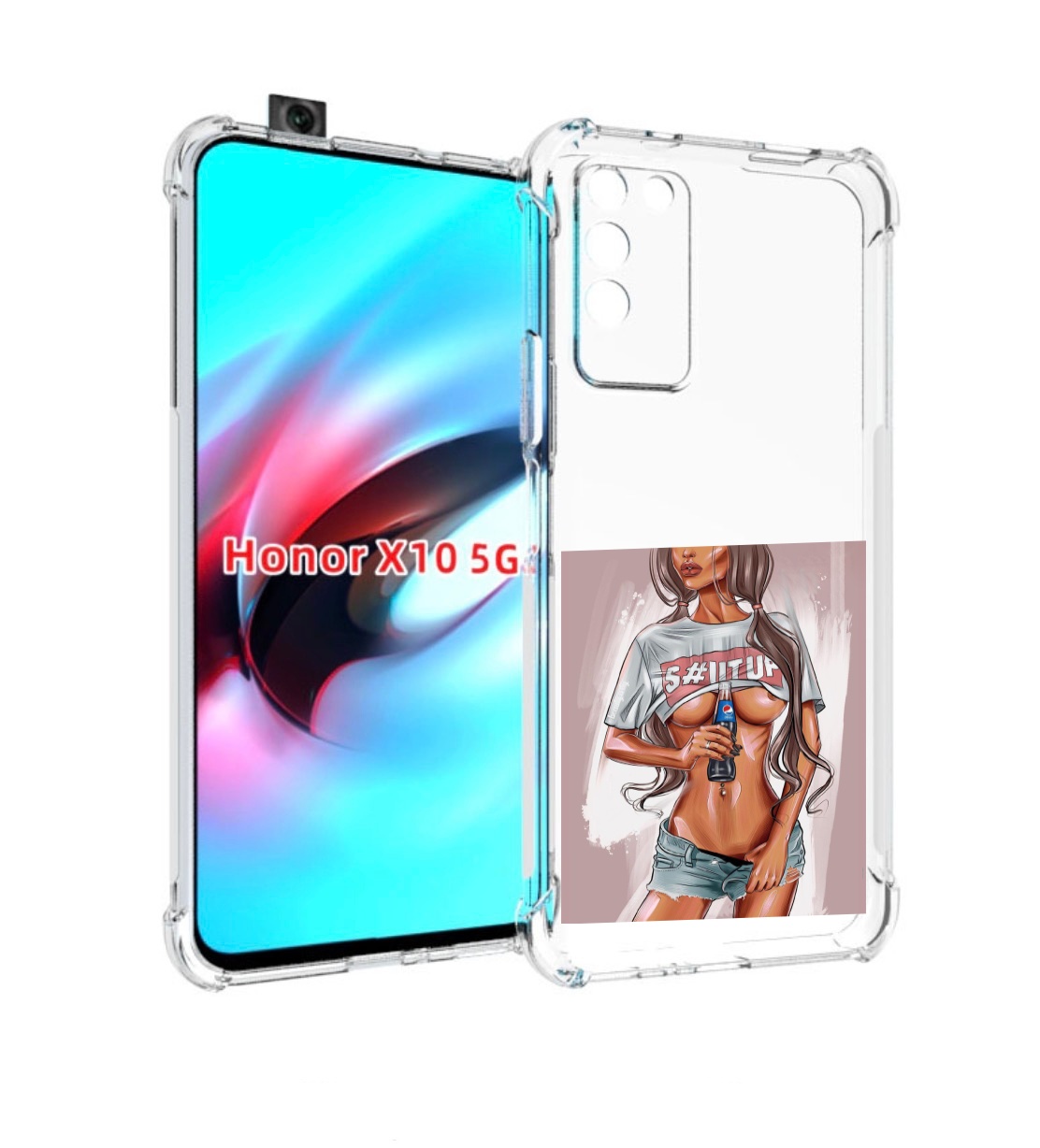 

Чехол MyPads стройная-девушка-с-пепси женский для Honor X10, Прозрачный, Tocco