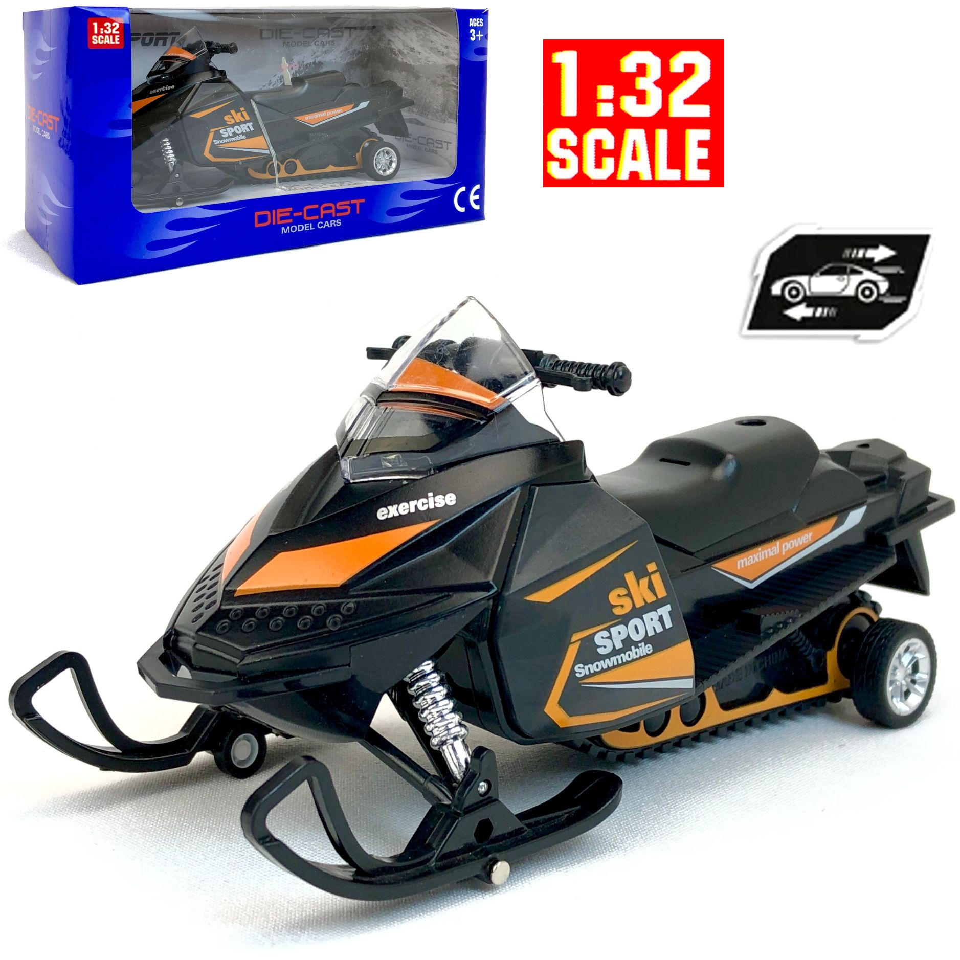 Инерционный снегоход PLAYSMART 132 звук свет 17х7х6 см оранжевый 2144₽