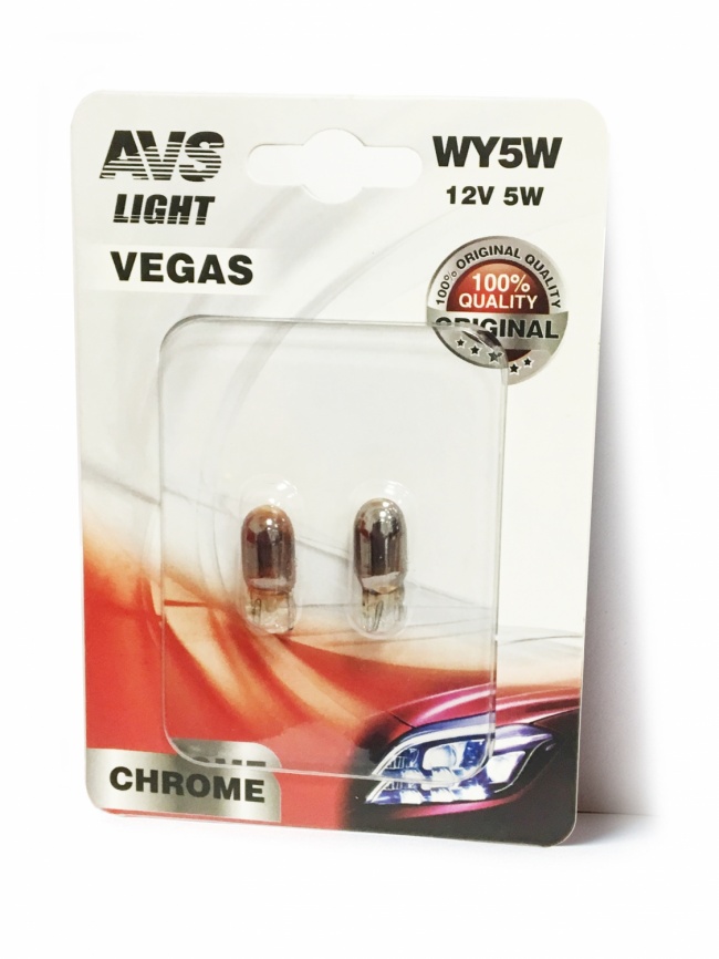 Лампа AVS Vegas CHROME в блистере 12V. WY5W (W2,1x9,5d) 