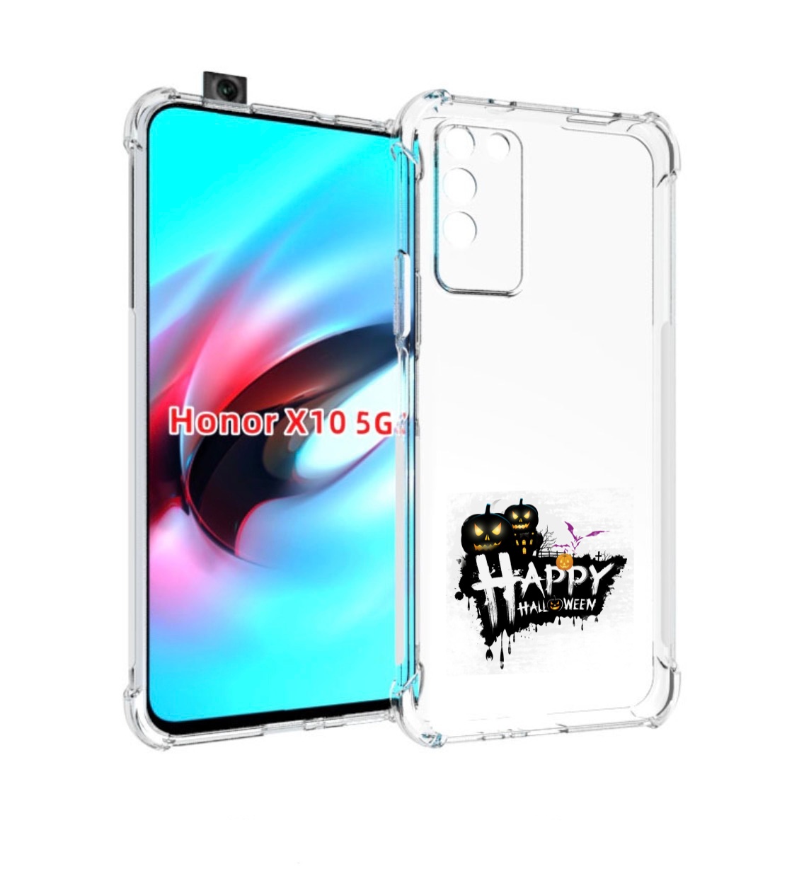 

Чехол MyPads счастливого хэллоуина для Honor X10, Прозрачный, Tocco