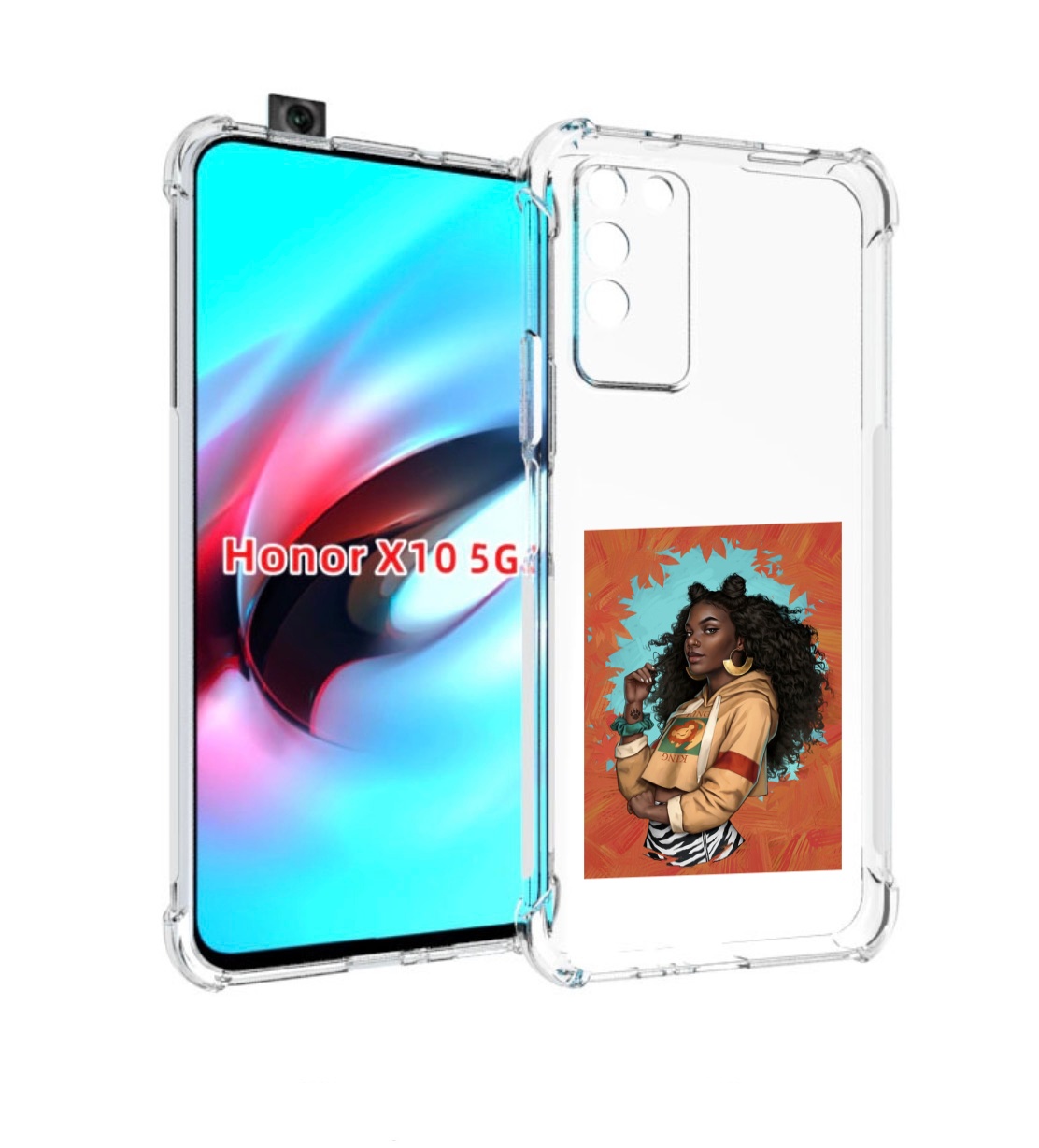 

Чехол MyPads темная-девушка женский для Honor X10, Прозрачный, Tocco