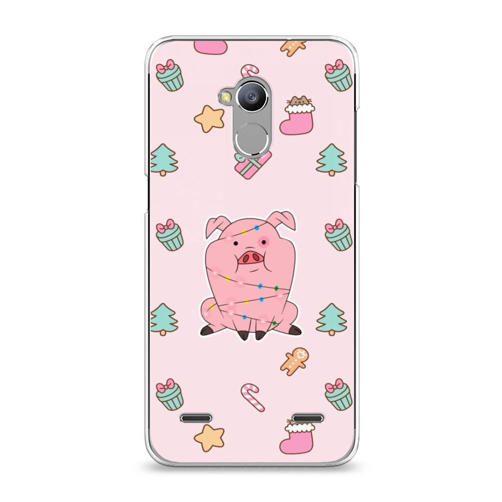 

Чехол на ZTE Blade V7 Lite "Розовая свинка", Розовый;зеленый, 130450-5