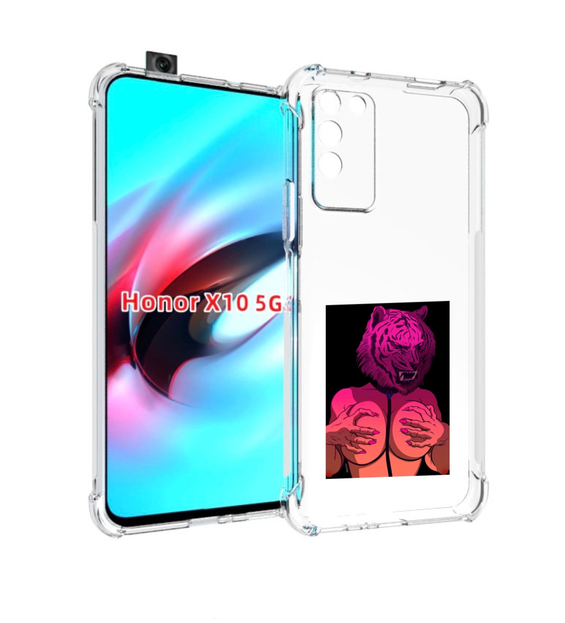 

Чехол MyPads тигр с секретом женский для Honor X10, Прозрачный, Tocco