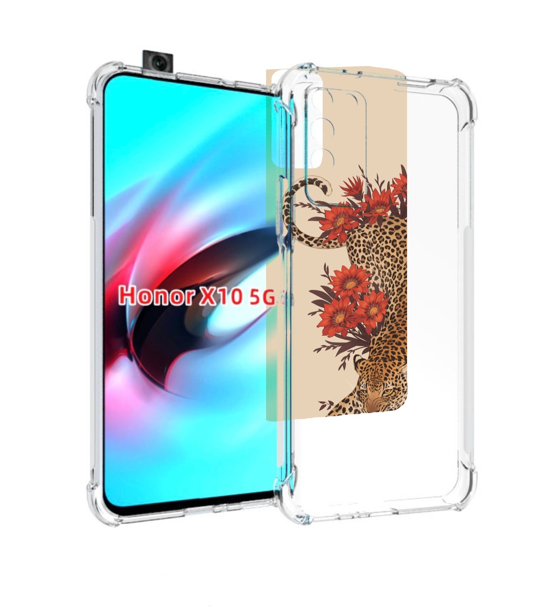 

Чехол MyPads тигр-из-цветов для Honor X10, Прозрачный, Tocco
