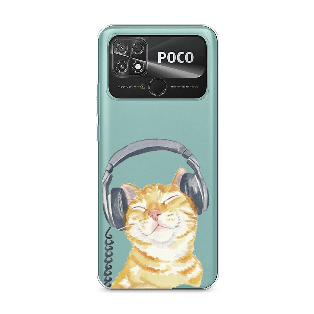 

Силиконовый чехол "Кот меломан" на Xiaomi Poco C40, Кот меломан