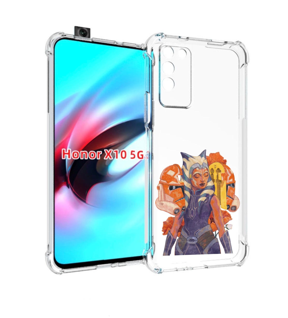 

Чехол MyPads тогрута-асока-тано для Honor X10, Прозрачный, Tocco