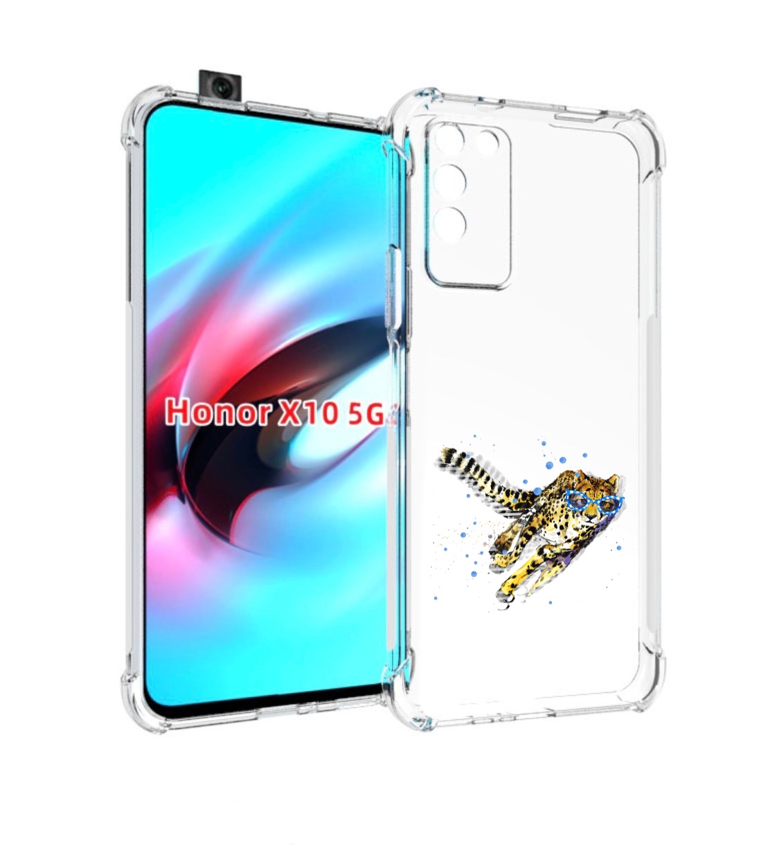 

Чехол MyPads гепард в очках для Honor X10, Прозрачный, Tocco