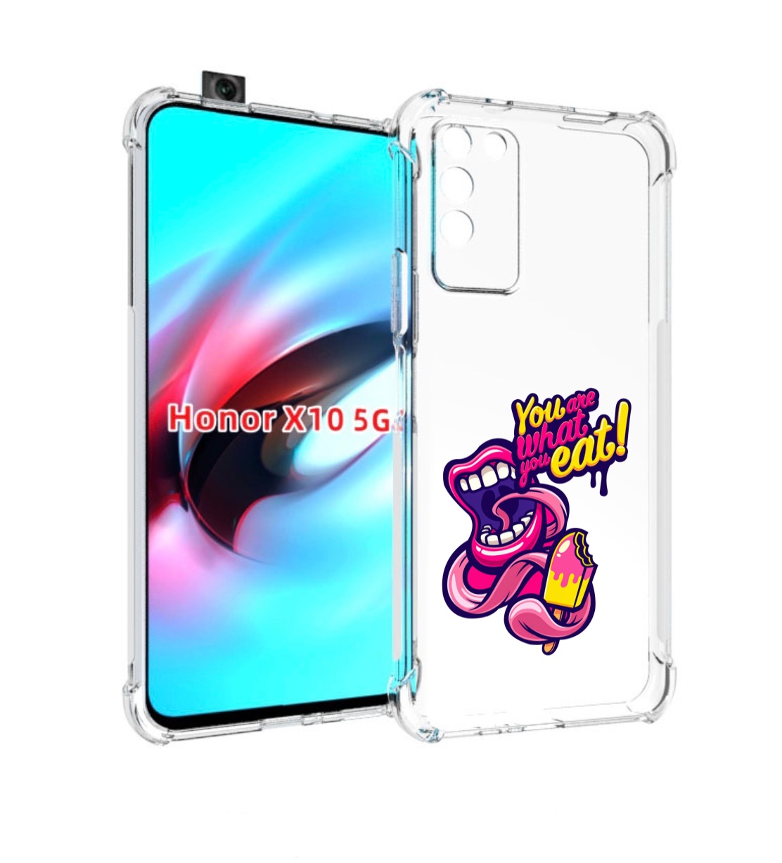 

Чехол MyPads ты-то-что-ты-ешь для Honor X10, Прозрачный, Tocco