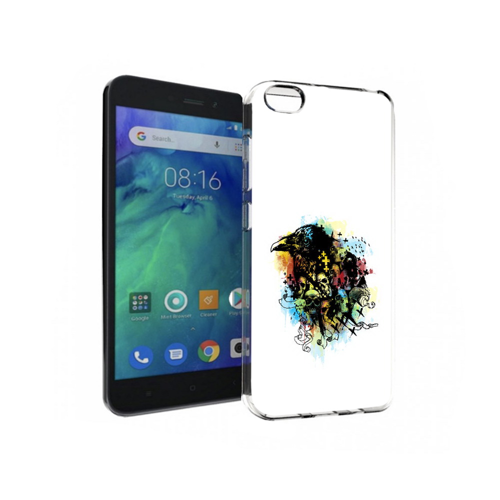 

Чехол MyPads Tocco для Xiaomi Redmi Go ворон и черепа, Прозрачный, Tocco