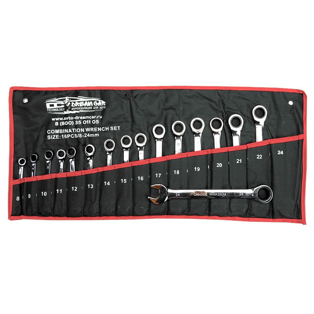 Набор накидных ключей DreamCar Technology 8-24 16шт с трещотками