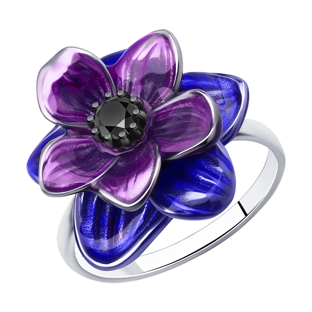 

Кольцо из серебра с фианитом/эмалью р. 18.5 SOKOLOV 94013203, 94013203