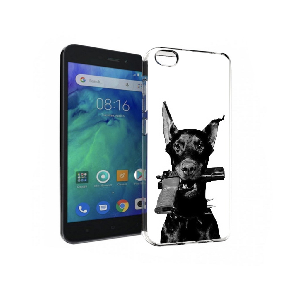 

Чехол MyPads Tocco для Xiaomi Redmi Go доберман с пистолетом, Прозрачный, Tocco