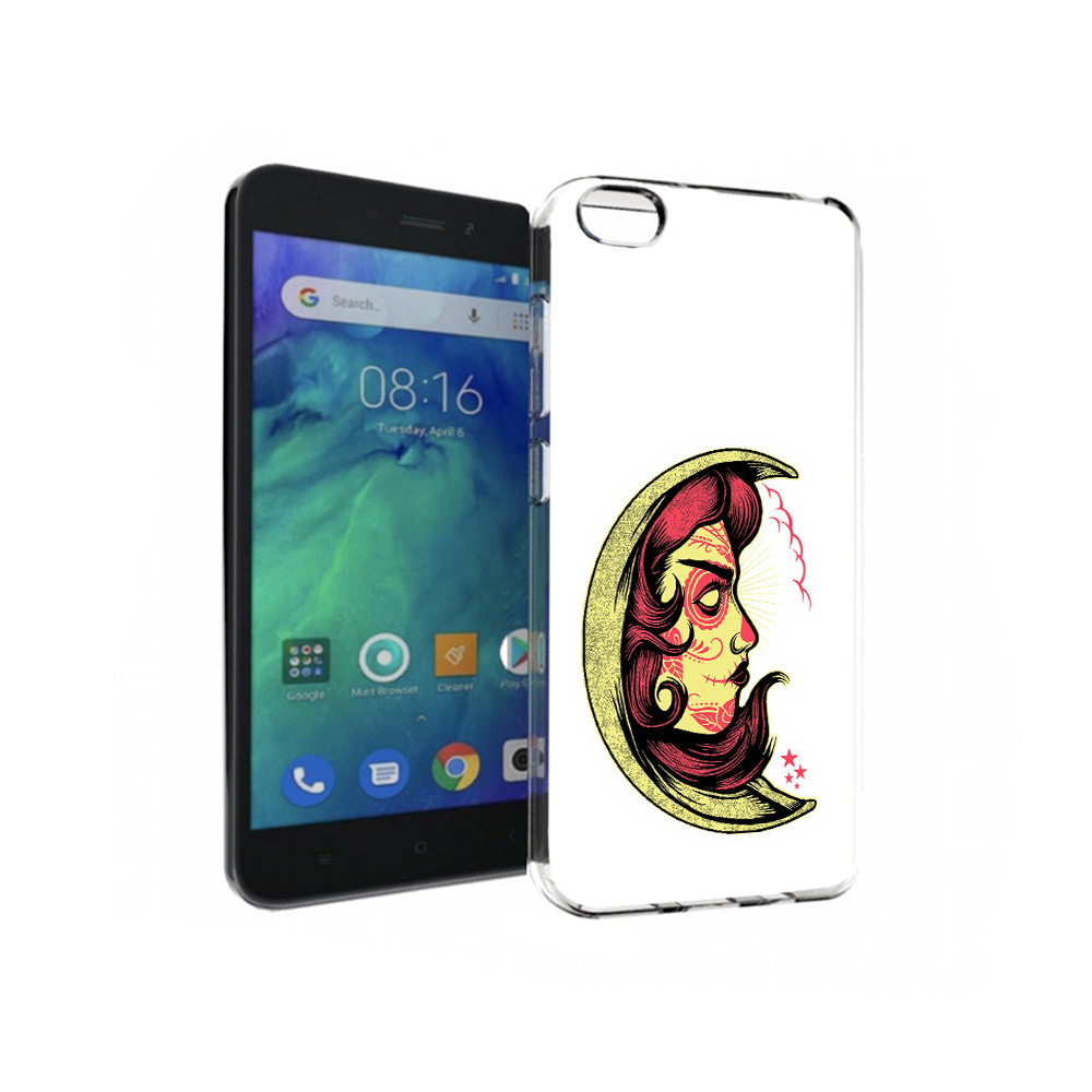 

Чехол MyPads Tocco для Xiaomi Redmi Go желтый полумесяц с лицом девушки, Прозрачный, Tocco