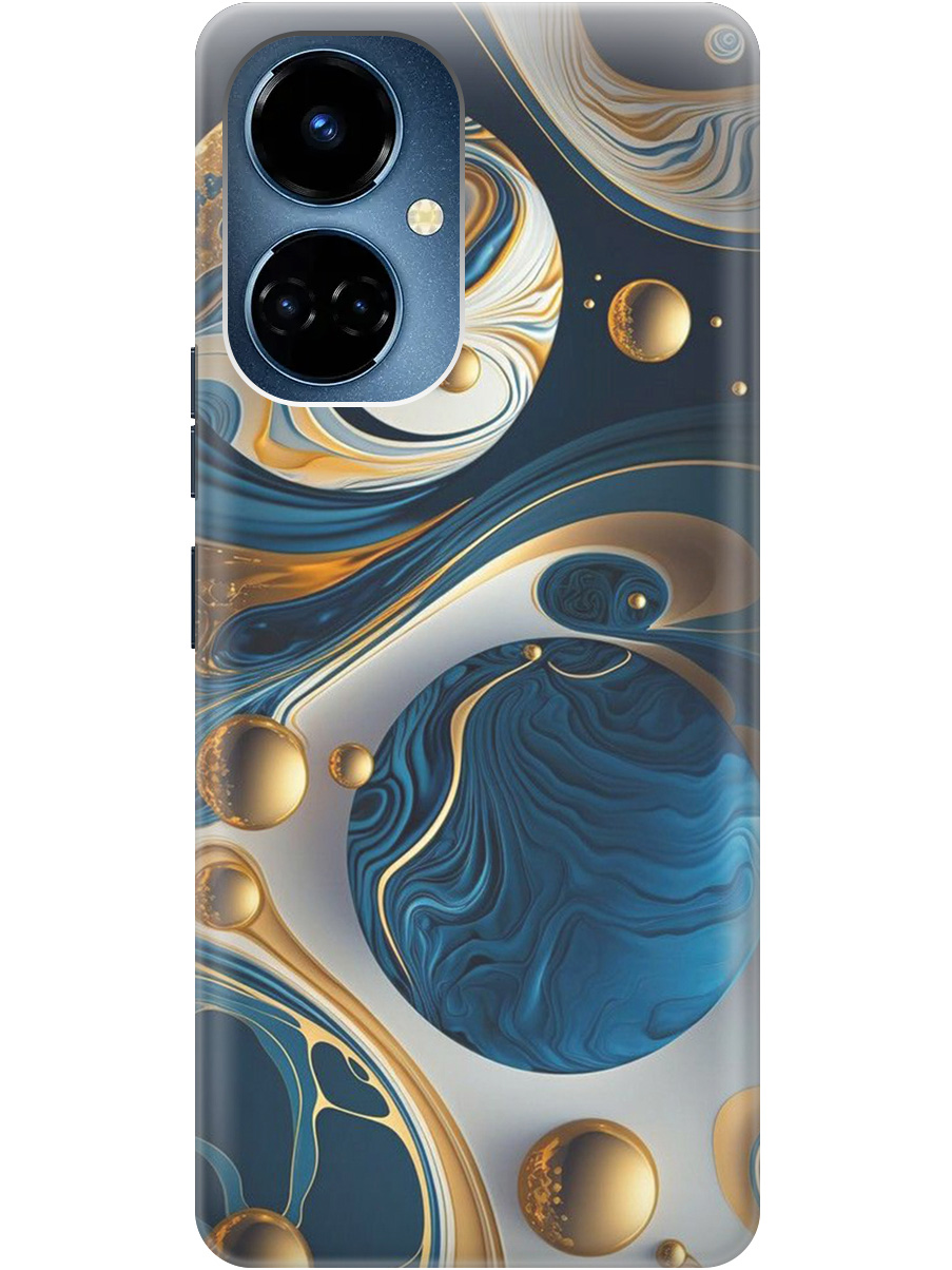 

Силиконовый чехол на Tecno Camon 19 / 19 Pro с рисунком "Сине-золотые фигуры", Желтый;синий, 20011878