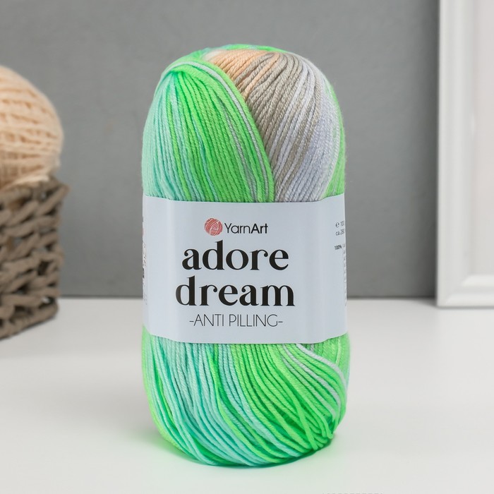 

Пряжа для вязания YarnArt Adore Dream, 100% акрил 280м/100г, 1052 салатовый-бежевый